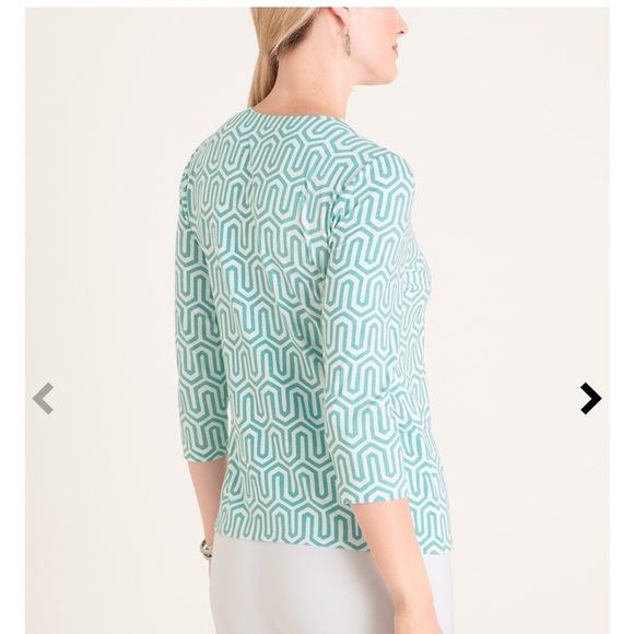 Chicos Size 00 Geometric Print 3/4 Sleeve Tee - Picture 6 of 7